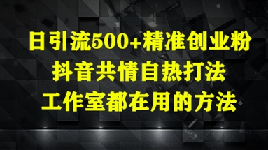 日引流500+精准创业粉，抖音共情自热打法，工作室都在用的方法-灵创汇