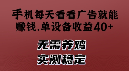 手机每天看看广告就能挣钱，单设备收益40+，无需养鸡，实测稳定【揭秘】-灵创汇