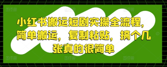 小红书搬运短剧实操全流程，简单搬运，复制粘贴，搞个几张真的很简单-灵创汇