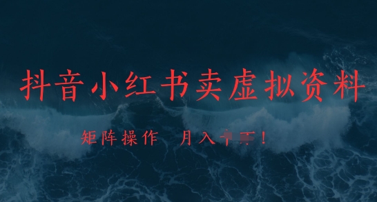 抖音小红书卖虚拟资料，市场需求一直存在，矩阵操作，月入1w+-灵创汇