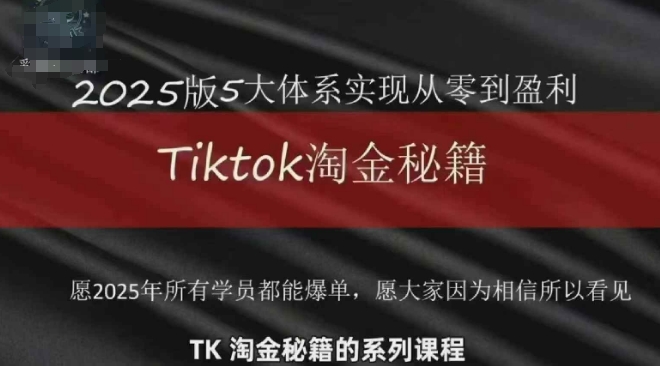 TikTok跨境2025淘金秘籍，​2025TikTok从0到盈利变现-灵创汇