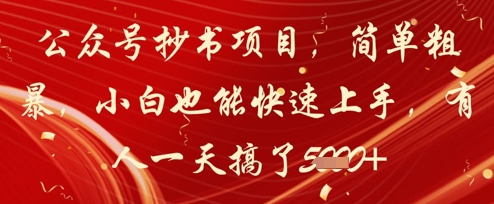 公众号抄书项目，简单粗暴，小白也能快速上手，有人一天搞了1k+-灵创汇
