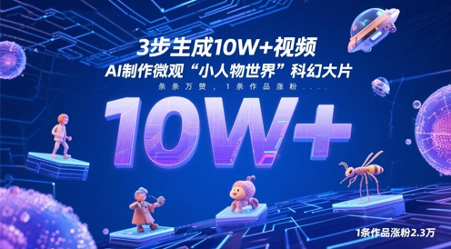3步生成10W+视频，AI制作微观“小人物世界”科幻大片，条条万赞，1条作品涨粉2.3W-灵创汇