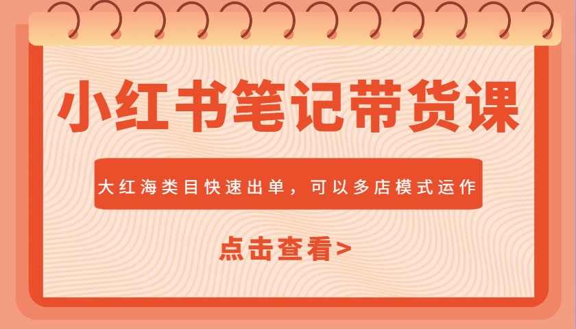 小红书笔记带货课，大红海类目快速出单，市场大，可以多店模式运作(更新)-灵创汇