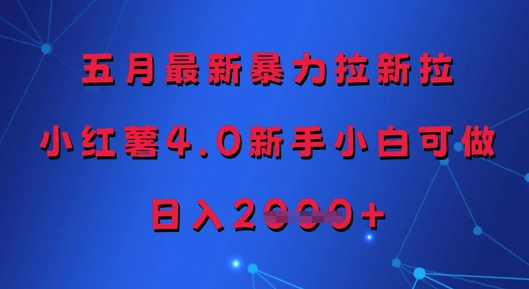 五月最新暴力拉新拉，小红薯4.0新手小白可做，日入多张-灵创汇