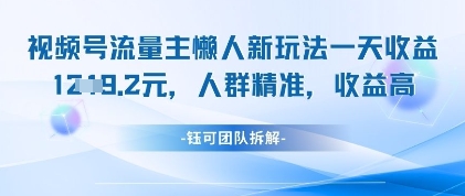 视频号流量主懒人新玩法，一天收益1k，人群精准收益高-灵创汇