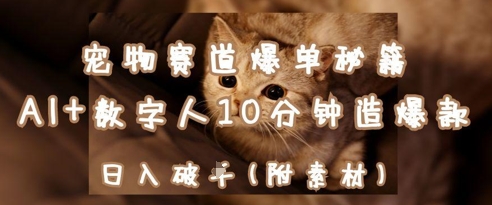 宠物赛道爆单秘籍：AI+数字人10分钟造爆款，日入1k-搞钱基地