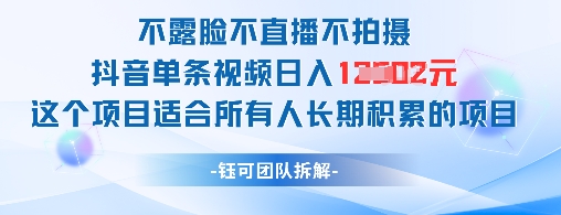 不露脸不直播不拍摄抖音单条视频日入1k+这个项目适合所有人长期积累的项目-灵创汇